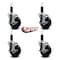 Service Caster 4'' Soft Rubber Swivel 1-1/8'' Expanding Stem Caster Set with Brake, 4PK SCC-EX20S414-SRS-TLB-118-4 - alternate 4
